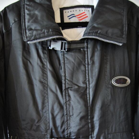 Perry Ellis America Winter Coat Black & White Medium Vintage - Picture 4 of 10